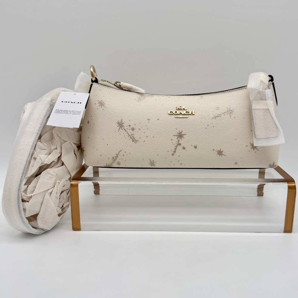 Coach Charlotte Shoulder Bag With Star Print Chalk Gold